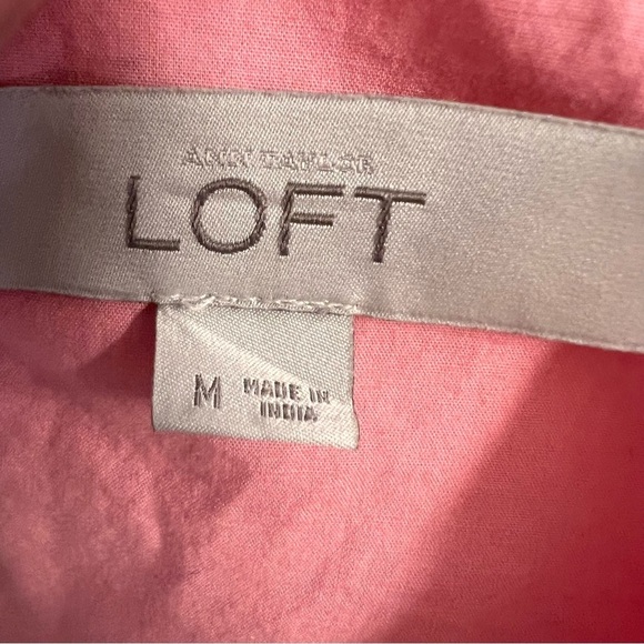 LOFT Embroidered Cold Shoulder Short Sleeve Boho Pink Top Sz. M - Picture 4 of 5